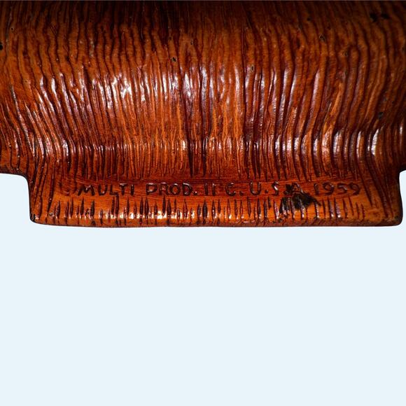 Vintage 1959 Multi Products Carved Duck Tray – Mid-Century Faux Wood Catchall - Picture 6 of 9